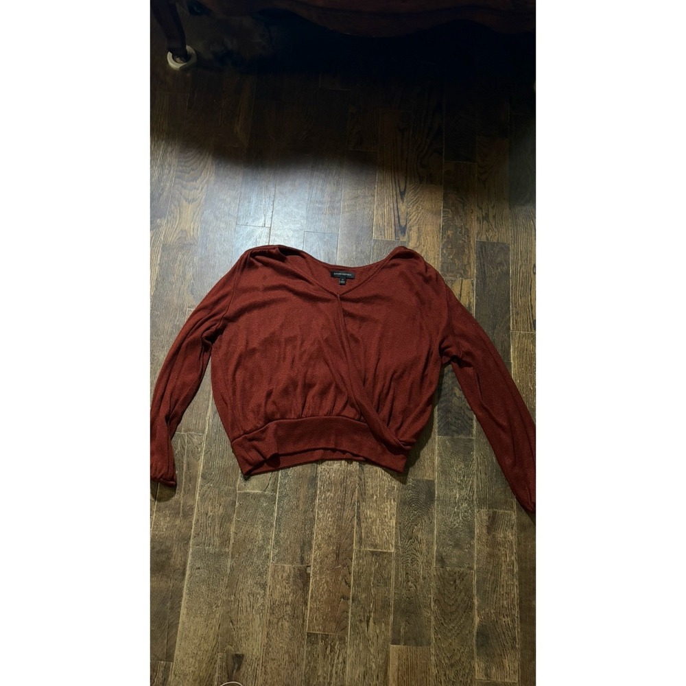 Banana Republic Womens Rust Orange Faux Wrap Front Knit Sweater Size Medium